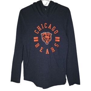 Men's '47 Brand Chicago Bears Hooded T-Shirt Long Sleeve Sz Medium Navy Blue